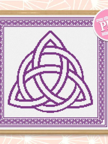 Celtic trinity knot cross stitch pattern download PDF, Mandala pattern digital PDF, Monochrome cross stitch, Celtic knot embroidery PDF #M64 $4.00