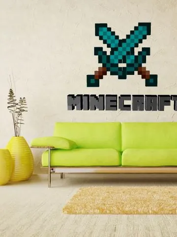 Pixeled Swords Wall Decal Gamer Sticker Gift col533 $36.99
