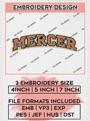 NCAA Mercer Football Team Logo Machine Embroidery Design, NCAA Mercer Bears Team Design Design files, NCAA Team Embroidery Designs, NCAA Machine Embroidery Designs, Digital Download $6.99