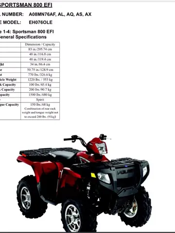 2008 Polaris sportsman 800 Efi service manual