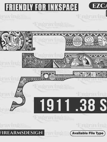 1911 38 super Rockisland Aztec Design Svg,lasercut,laserengraving,engravingfiles,laserpattern,engravingdesign,engravingpattern,metalart $69.99