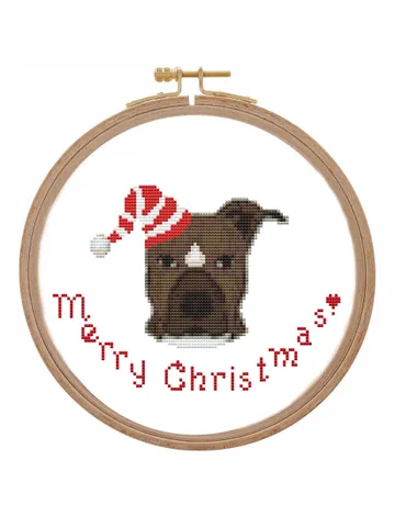 Pit Bull cross stitch pattern ornament Christmas cross stitch pattern PDF Modern cross stitch Dog Festive dog portrait cross stitch $4.42