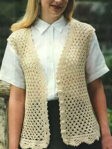 Vest crochet pattern, lace crochet vest, summer waistcoat, sleeveless cardigan instant download $6.68
