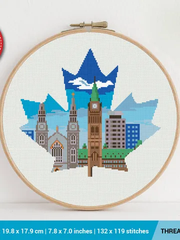 Canada Ottawa Leaf Cross stitch pattern | Embroidery Pattern | Instant Download | Embroidery Designs $5.94
