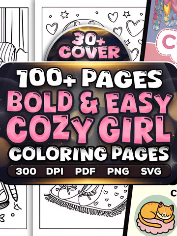 Bold Easy Cozy Girl Coloring Pages $0.00