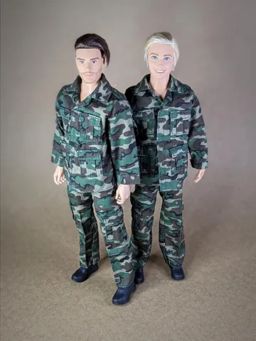 Military style jacket, pants for 12-inch fashion male dolls $37.00