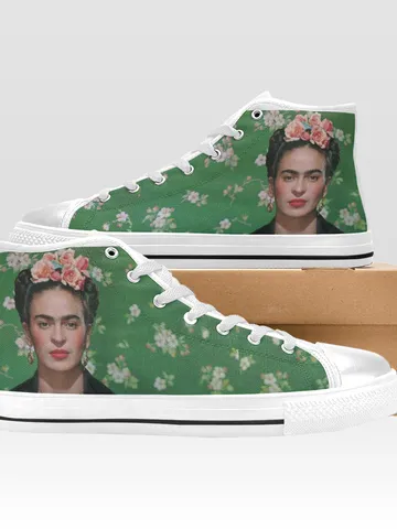 Frida Kahlo Shoes, High-Top Sneakers, Handmade Footwear $59.97