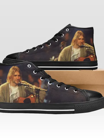 Kurt Cobain Shoes, High-Top Sneakers, Handmade Footwear $59.97