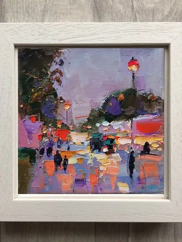 Night Sity Painting Original Art London Impasto Oil Painting Sityscape $250.00