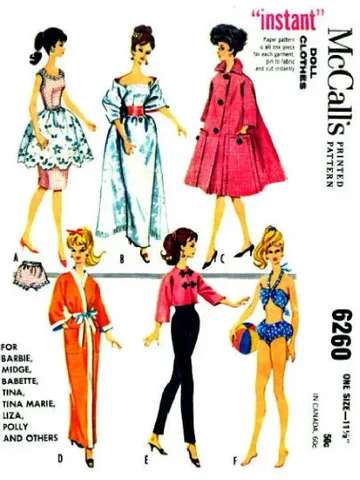 Copy McCalls 6260 Vintage Barbie Sewing Pattern Wardrobe Clothes for Dolls 11-1/2" Digital Download PDF $2.50