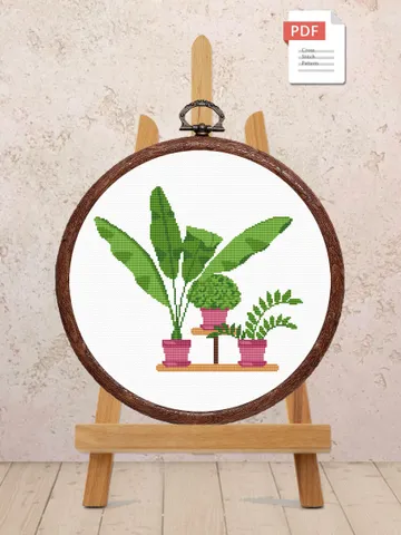 Potted Flowers Cross Stitch Pattern, Flower Cross Stitch Pattern, Embroidery Potted Flowers, Flowers xStitch, Potted Flowers xStitch #flw022 $4.00