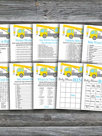 Construction baby shower games bundle,Crane Baby Shower games package,Fun Baby Shower Games,9 Printable Games-374 $5.95