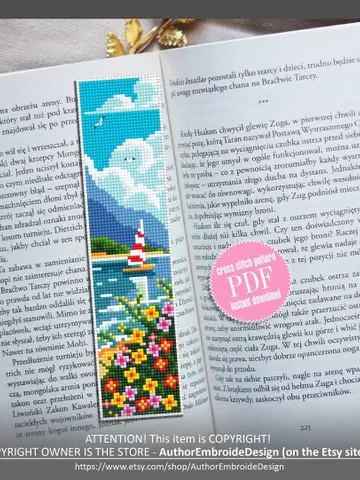 Bookmark cross stitch pattern digital PDF Modern handmade bookmark nature embroidery beginners Instant download Gift for book lover #B5 $4.40