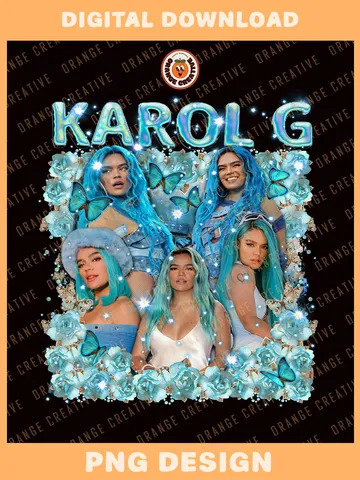 Retro Karol G Rapper Bootleg T-shirt PNG, 90s Bootleg Template, Graphic Karol G Rap PNG Files, Custom Bootleg Hip Hop Tee, Digital Download $4.99