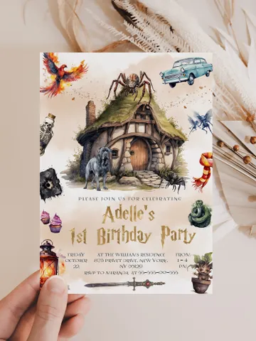 The Chosen One Invitation; Wizard Birthday Party; Magic School 1st Birthday Invitation Template; Editable Wizarding World Invitation; $12.78