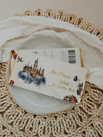 Editable Chocolate Bar Wrap Label Birthday Party; Magic School Birthday; Printable Chocolate Bar Wrapper; Magical Party Decoration; Wiz1320 $10.45