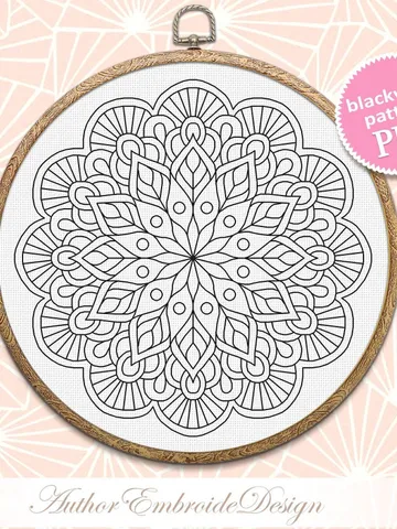 Flower mandala blackwork pattern PDF download Mandala ornament Backstitch chart, Blackwork mandala hand embroidery PDF, Mandala art #W45 $4.60