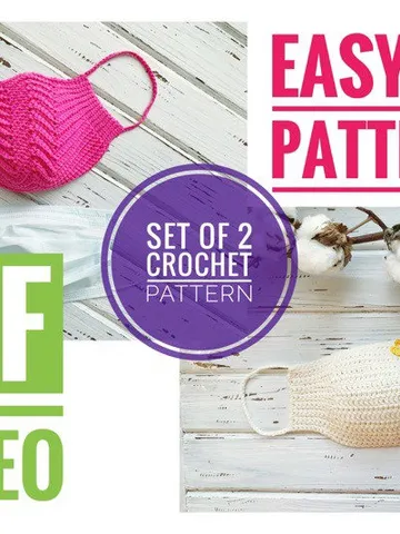 Set it 2 reusable face mask pattern PDF, crochet face adult mask, washable face mask, cotton mask digital instant download $3.00