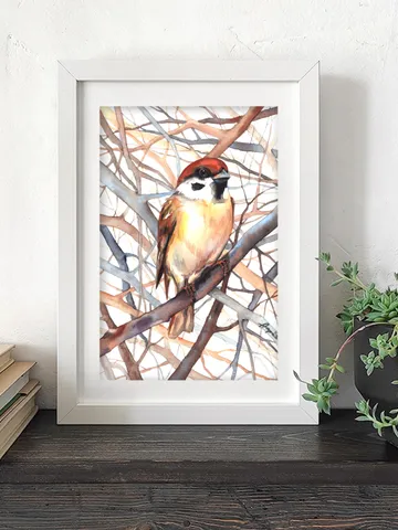 Sparrow Bird Watercolour, bird painting, room decor, wall decor, birds lover gift, 8x11 in handmade art by Anne Gorywine $58.00