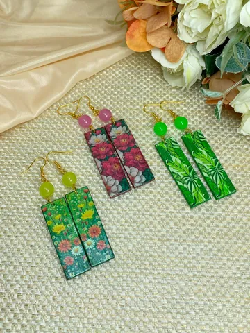 Earrings with luminous beads. Handmade jewelry. $22.00
