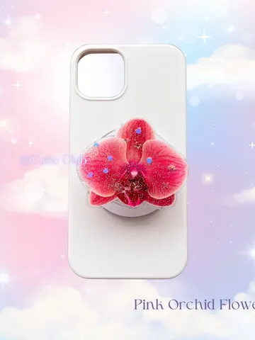 Dark Pink Orchid Flower Phone Grip, Elegant Floral Phone Grip, Phone Accessory, Flower Popsocket