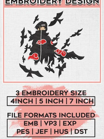Uchiha Itachi Anime Embroidery Designs/ Naruto Itachi Embroidery Files/ Anime Machine Embroidery Digital Download EMB_ANIME_255 $6.99