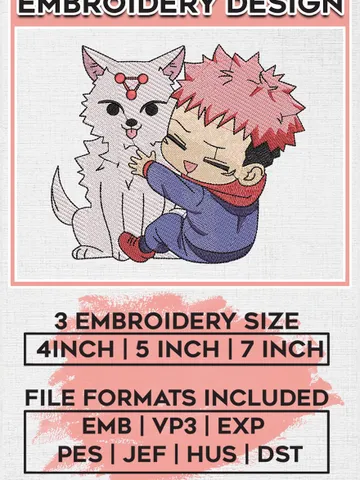 Yuji Itadori Embroidery Designs, Jujutsu Kaisen Embroidery Files, Sailor Machine Embroidery Pattern, Digital Download EMB_ANIME_277 $6.99