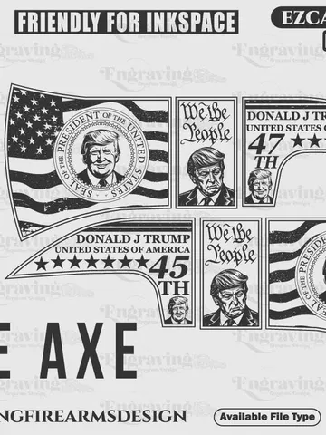 Fire Axe Scroll With Donald Trump SVG,lasercut,laserengraving,fiberlaser,engravingfiles,laserpattern,engravingdesign,engravingpattern,axeart $59.99