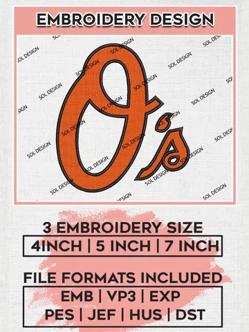 Baltimore Orioles O's Logo Embroidery Files, MLB Baltimore Orioles Team Embroidery, MLB Teams, 3 sizes, MLB Machine embroidery designs, Digital Download $6.99