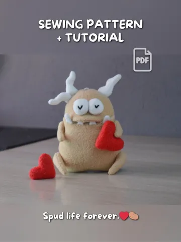 Fleece Plush Potato Pattern – Softie Toy with Secret Mouth $11.00