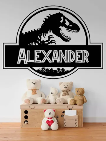 Personalized Jurassic Park Wall Decal Custom name Dinosaur Sticker Birthday party Backdrop decor z3300 $15.99