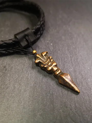 Gandhanra Vintage Tibetan Amulet,Snow Lion Kila(Dorje Phurba) , Trantic Buddhism Ritual Implement Pendant,Made of Brass,1.5" $89.99