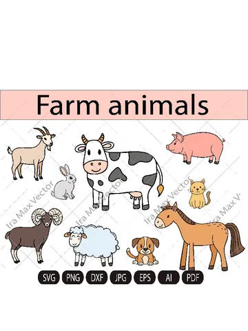 Farm animals 7 arts $5.00