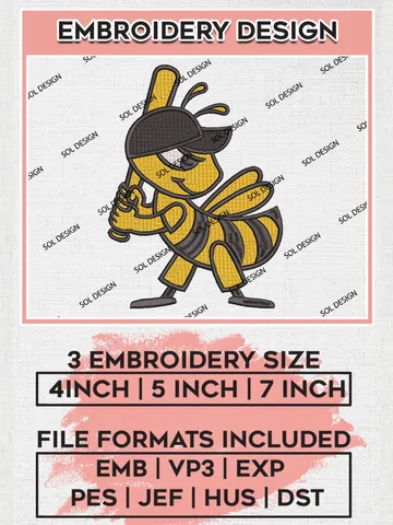 MiLB Salt Lake Bees Embroidery Design Files, MiLB Salt Lake Bees Logo, Minor League Baseball Logo Embroidery Designs, MiLB embroidery designs, Machine embroidery designs, Digital Download $6.99