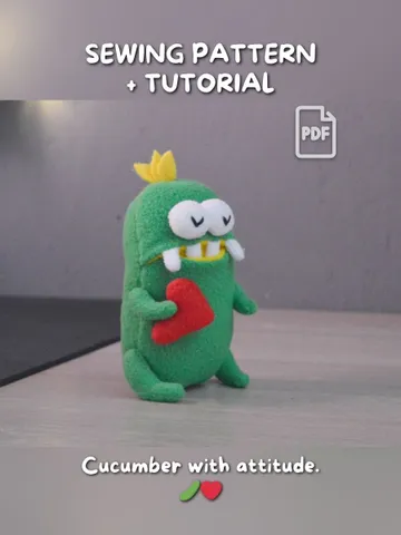 Cucumber Plush PDF Pattern – Fleece Toy with Mouth Pocket $11.00