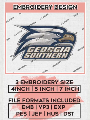 Georgia Southern Eagles Logo Machine Embroidery Design, NCAA Georgia Southern Eagles Embroidery Design Design files, NCAA Embroidery Designs, NCAA Machine Embroidery Designs, Digital Download $6.99