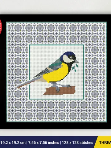 Great tit Bird Cross stitch pattern Blackwork | Embroidery Pattern | Instant Download | Embroidery Designs $6.80