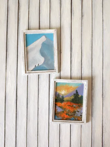 Set of Miniature Oil Paintings for Dollhouses Scale 1/6 or 1/12
