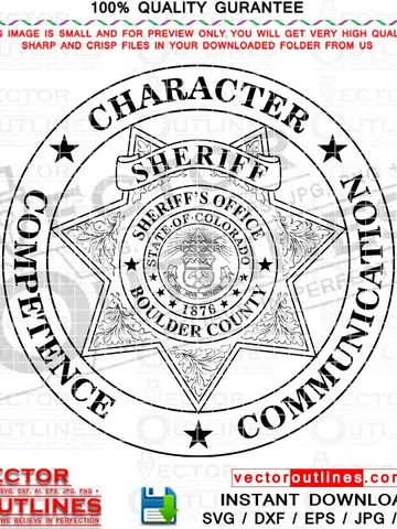 Boulder County Sheriff Star Svg Badge Vector Line art, CNC Cutting, Laser Engraving, Cricut, Vinyl Cut, Digital Cutting Machine file, Colorado $5.00