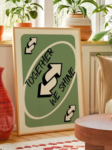 Together We Shine play Reverse Card Wall Art Funny Meme Poster Digital Download Green Black Typography Pop Culture Print Game Room Meme Deco $2.46