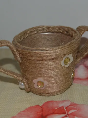 handmade jute-wrapped cup kitchen decor
