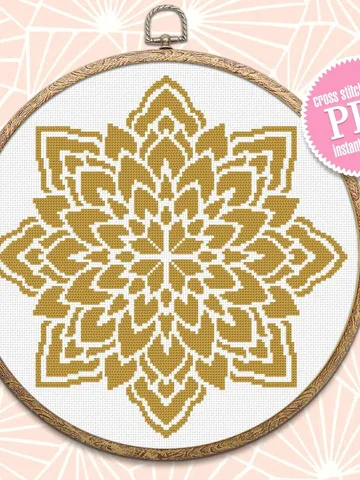 Monochrome mandala cross stitch pattern download PDF Floral ornament cross stitch chart, Flower mandala pattern digital PDF Home decor #M184 $4.60