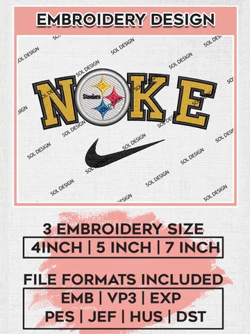 Nike Pittsburgh Steelers Embroidery Design Files, NFL Steelers, NFL Embroidery Designs, NFL Pittsburgh Steelers Machine Embroidery Design, Digital Download $6.99
