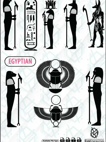 51 EGYPTIAN Symbols Vector Bundle | High-Quality Ai, SVG, PNG & DXF Files | SvgEngravings $30.00