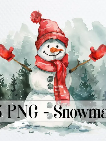 18 Winter Snowman PNG Bundle, Christmas Clipart, Printable Watercolor clip art for sublimation, High Quality PNGs, Paper craft, junk journal $2.64