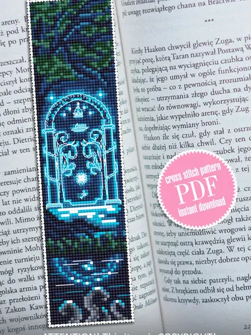 Fantasy bookmark cross stitch pattern download PDF Magic handmade bookmark digital, Wizarding world cross stitch, Fairy door embroidery #B88 $5.50