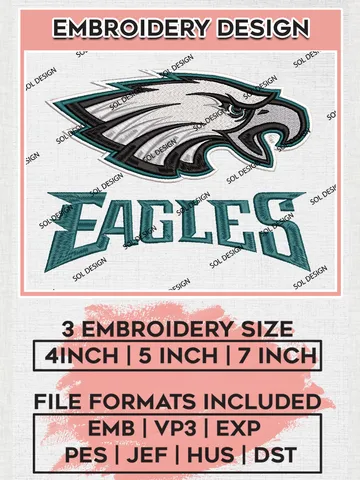 Philadelphia Eagles Embroidery Designs, NFL Eagles, NFL Logo Embroidery Files, NFL Philadelphia Eagles Machine Embroidery Design, Digital Download $6.99