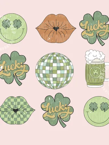 Retro St Patrick's Smile Clover Disco Png, St Patrick's Smile Png, Vintage St Patrick's Smiley Clover Disco Smile Sublimation, Groovy png $8.75