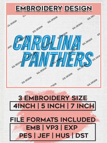 Carolina Panthers Wordmark Logo Embroidery Designs, NFL Panthers, NFL Embroidery Designs, NFL Carolina Panthers Machine Embroidery Design, Digital Download $6.99