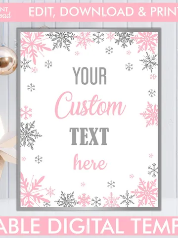 Editable Custom Winter Onederland Birthday Sign, Winter Onederland Birthday Girl Decorations, Editable Template Digital File $7.00